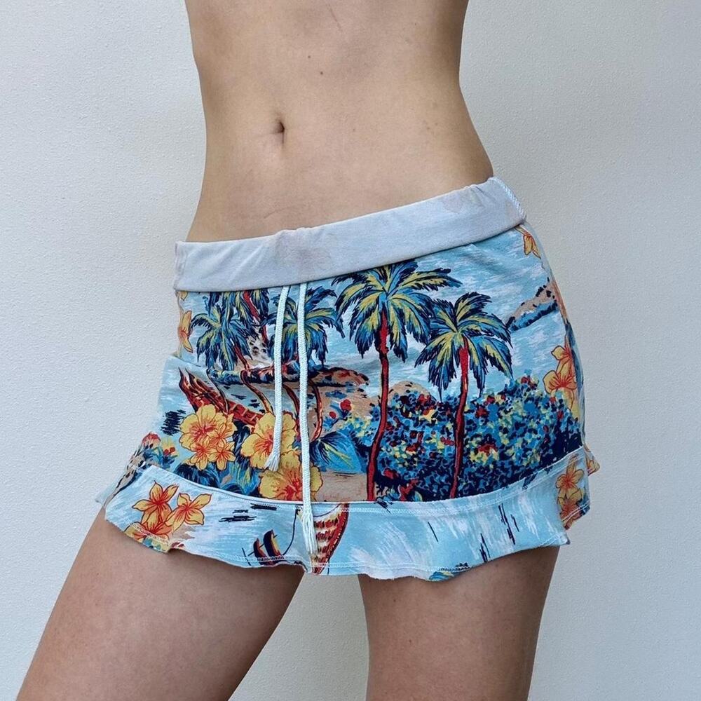Express y2k multicoloured tropical print mini skirt